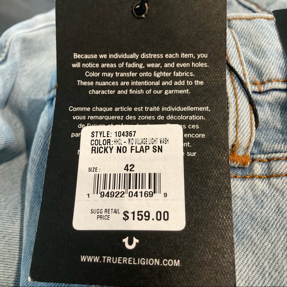 True Religion Ricky Light Jeans New $159 42/34.5 - Picture 10 of 11